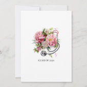 Elegant Floral Stethoscope Nurse Graduation Einladung (Rückseite)
