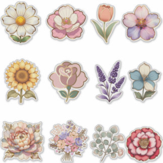 Elegant Floral Stickers with Gold Outline – Luxury Aufkleber