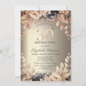 Elegant floral,String Lights 30. Geburtstag Einladung (Vorderseite)