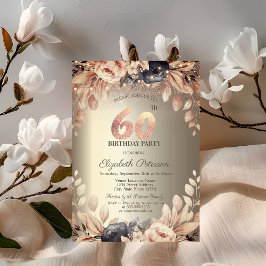 Elegant floral,String Lights 60. Geburtstag Einladung