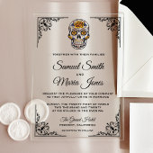 Elegant Floral Sugar Skull Wedding Acryleinladungen