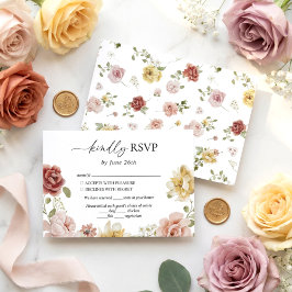 Elegant Floral Summer Wedding RSVP Karte