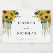 Elegant Floral Sunflower Wedding  Schaumweinetikett (Einzelnes Label)