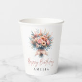 Elegant Floral Sweet 16 Custom Party Cup Pappbecher (Rückseite)