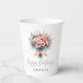 Elegant Floral Sweet 16 Custom Party Cup Pappbecher (Vorderseite)