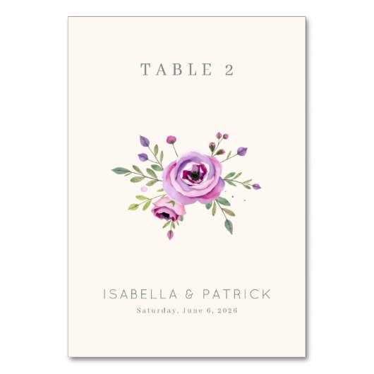 Elegant Floral Table Number Tischnummer (Vorderseite)