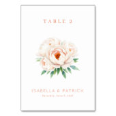 Elegant Floral Table Number Tischnummer (Rückseite)