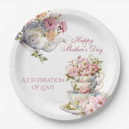 Elegant Floral Tea Party Happy Mother's Day Pappteller