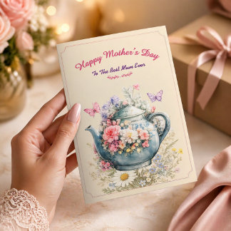 Elegant Floral Teapot Mother’s Day Card  Karte