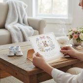 Elegant Floral Teddy  pastel  baby shower QR code Einladung