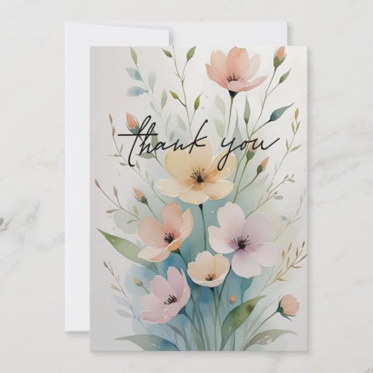 Elegant Floral Thank You Card Dankeskarte (Vorderseite)