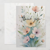 Elegant Floral Thank You Card Dankeskarte (Vorne/Hinten)