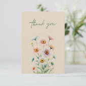 Elegant Floral Thank You Card Dankeskarte (Stehend Vorderseite)