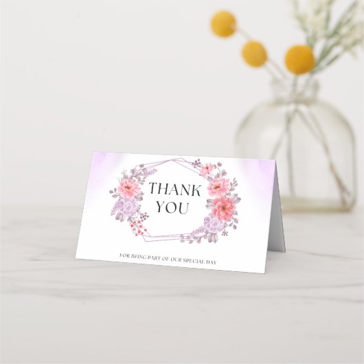 Elegant Floral Thank You Card Platzkarte (Vorderseite)