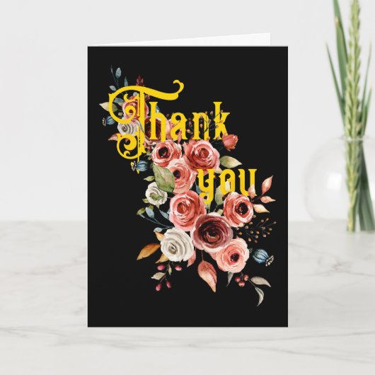Elegant Floral Thank You Card with Custom Photo Dankeskarte (Vorderseite)