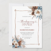 Elegant Floral Thanksgiving Dinner party Einladung (Vorderseite)