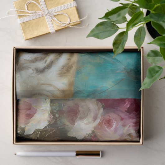 Elegant Floral Tiger Decoupage Seidenpapier (Geschenk)