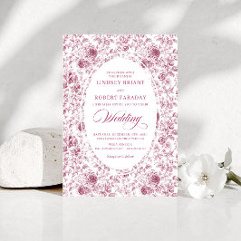 Elegant Floral Toile de Jouy Wedding Invitation Einladung