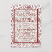 Elegant Floral Toile QR Code Wedding Details Begleitkarte (Vorderseite)