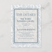 Elegant Floral Toile QR Code Wedding Details Begleitkarte (Vorderseite)