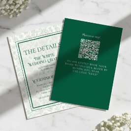 Elegant Floral Toile QR Code Wedding Details Begleitkarte