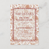 Elegant Floral Toile QR Code Wedding Details Begleitkarte (Vorderseite)