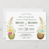 Elegant Floral Tropical Beach Hawaii Wedding Einladung (Vorderseite)