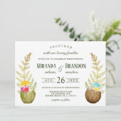 Elegant Floral Tropical Beach Hawaii Wedding Einladung (Stehend Vorderseite)