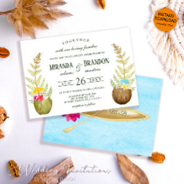 Elegant Floral Tropical Beach Hawaii Wedding Einladung