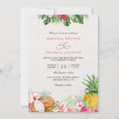 Elegant Floral Tropical Hawaiian QR Code Wedding Einladung (Vorderseite)