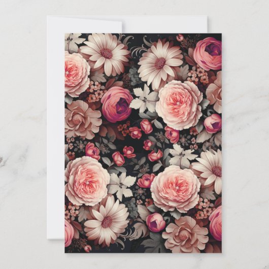 Elegant Floral und Black Nuestra Boda Einladung (Rückseite)