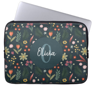 Elegant floral und modern monogram botanisch laptopschutzhülle