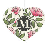 Elegant Floral und Monogramm Autolufterfrischer (Rückseite)