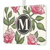 Elegant Floral und Monogramm Autolufterfrischer (Links)