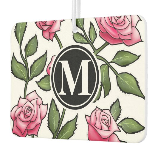 Elegant Floral und Monogramm Autolufterfrischer (Links)
