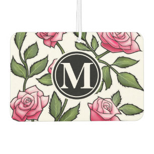 Elegant Floral und Monogramm Autolufterfrischer