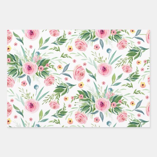 Elegant Floral Unicorn Geschenkpapier Set (Vorderseite 2)