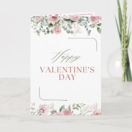 Elegant Floral Valentine’s Day Card Soft Pink Rose Feiertagskarte