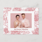 Elegant Floral Valentine's Day Card - Custom Photo Postkarte (Vorderseite)