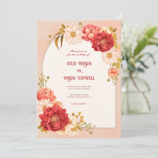 Elegant Floral Vintag Boho Hochzeit Einladung (Stehend Vorderseite)