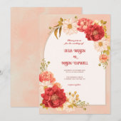 Elegant Floral Vintag Boho Hochzeit Einladung (Vorne/Hinten)