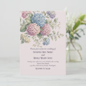 Elegant Floral Vintage Blush Hydrangea Wedding  Einladung (Stehend Vorderseite)