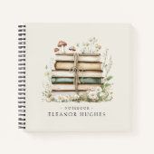 Elegant Floral Vintage Books Personalized Notebook Notizblock (Vorderseite)