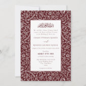Elegant Floral Vintage Burgundy Islamic Wedding Einladung (Vorderseite)