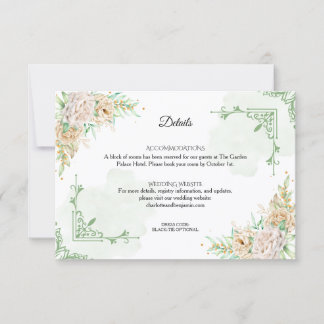 Elegant Floral Vintage Wedding Details Card Einladung