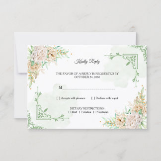 Elegant Floral Vintage Wedding RSVP Card Einladung
