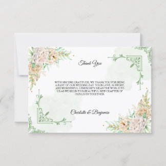 Elegant Floral Vintage Wedding Thank You Card Einladung