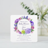 Elegant Floral | Wasserfarben-Babydusche Einladung (Stehend Vorderseite)