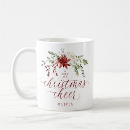 Elegant Floral Watercolor Greenery Christmas Kaffeetasse