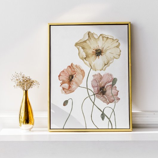 Elegant Floral Watercolor Icelandic Poppies Poster